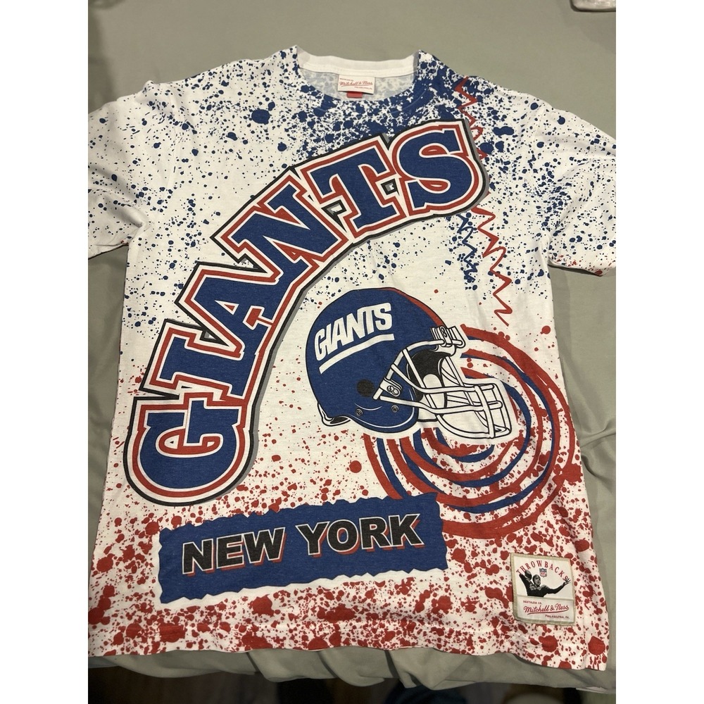 mitchell and ness Throwbacks NY‎ Giants Paint Spatter T Shirt Medium